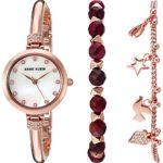 Anne Klein Women's Swarovski Crystal Accented Rose Gold-Tone Bangle Watch