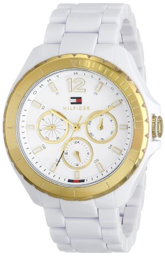 Tommy Hilfiger Women's Gold-Tone Watch with White Resin Band