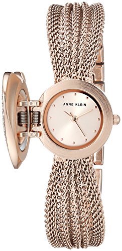 Anne Klein Women's Crystal Accented Heart Shaped Rose Gold-Tone Watch