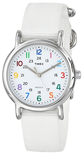 Timex Women's Weekender White Nylon Slip-Thru Strap Watch