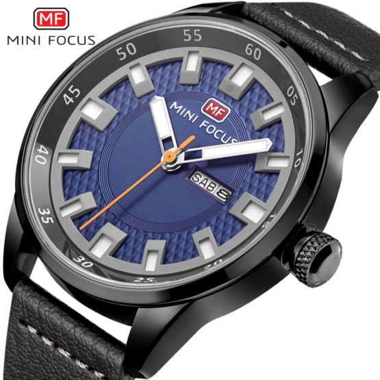 MINI FOCUS Simple Brand New Leather Quartz Watch Men Wrist Watches