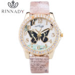 RINNADY Women Watch 2018 Fashion Butterfly Leather montre femme