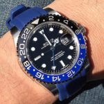 Everest Blue Curved End Rubber Watchband w/ Buckle