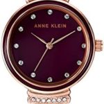 Anne Klein Women's AK/2716RBST Rose Gold-Tone and Burgundy Watch & Bangle Set with Swarovski Crystals