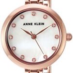 Anne Klein Swarovski Crystal Rose Gold Bangle Watch & Red Jasper Bracelet Set