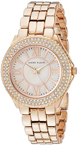 Anne Klein Women's Swarovski Crystal Accented Rose Gold-Tone Bracelet Watch