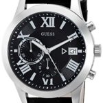 GUESS Men's Stainless Steel Chronograph Leather Casual Watch