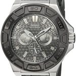 GUESS Men's Stainless Steel Quartz Watch with Silicone Strap
