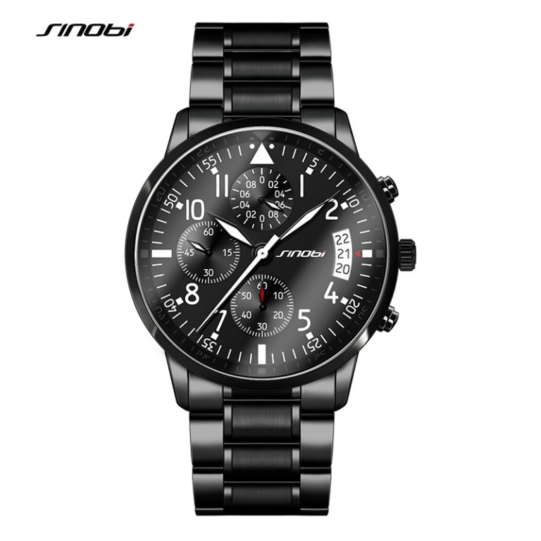 SINOBI New Pilot Mens Chronograph Wrist Watch Waterproof Date