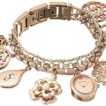 Anne Klein Women's Crystal Accented Rose Gold-Tone Charm Bracelet Watch