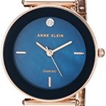 Anne Klein Women's Quartz Metal and Ceramic Dress Watch, Color:Blue
