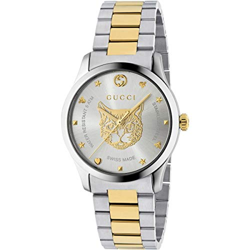 Gucci G-Timeless Watch 38mm Two Tone Yellow Gold Feline