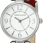 Anne Klein Women's Silver-Tone White Dial and Red Leather Strap Watch