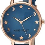 Nine West Women's Star Accented Rose Gold-Tone and Blue Strap Watch