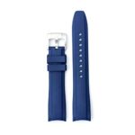 Everest Blue Curved End Rubber Watchband w/ Buckle