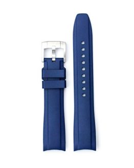 Everest Blue Curved End Rubber Watchband w/ Buckle