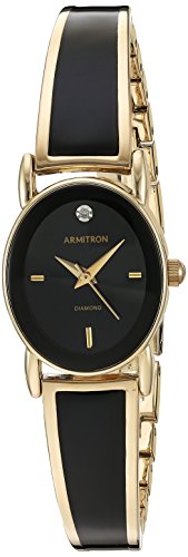 Armitron Women's Diamond-Accented Dial Gold-Tone and Black Bangle Watch