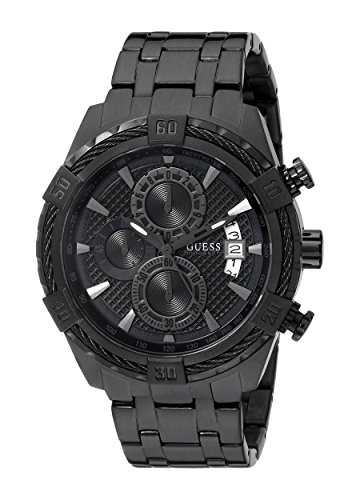 GUESS Men's Stainless Steel Black Ionic Plated Chronograph Watch