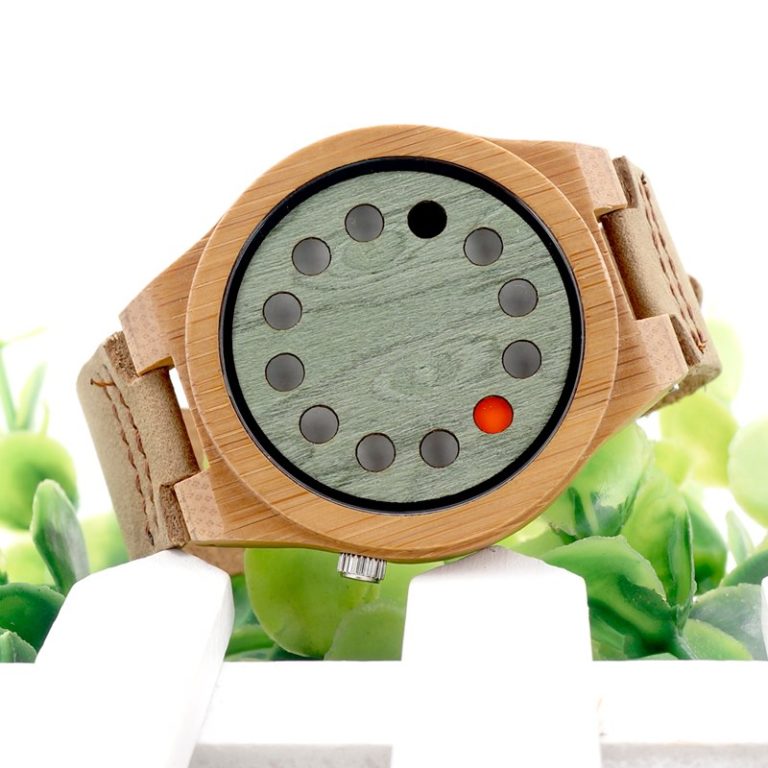 BOBO BIRD Men's Wood Bamboo Wristwatch 12 Holes Design Men Top Brand Wooden Wrist Watches in wood Box 2 BOBO BIRD Men's Wood Bamboo Wristwatch 12 Holes Design Men