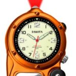 Dakota Clip Watch With LED Flashlight, Mini Clip Microlight Watch, Orange