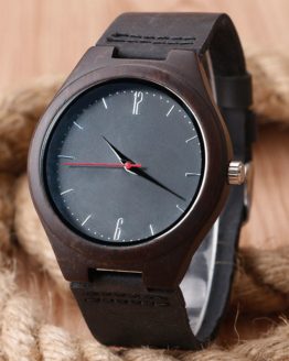 Luxury Nature Wooden Watch Minimalist Bamboo Black Genuine Leather Watch