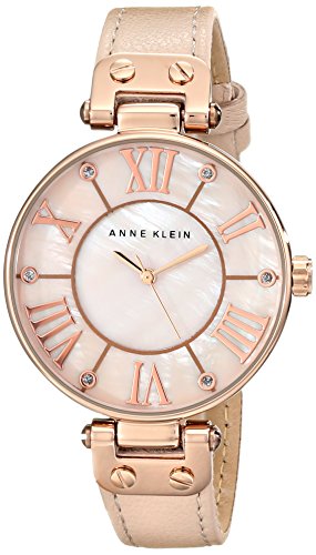 Anne Klein Women's Rose Gold-Tone Watch with Leather Band