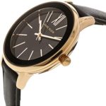 Anne Klein Women's Rose Gold-Tone and Black Leather Strap Watch