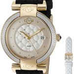 GV2 by Gevril Berletta Womens Diamond Swiss Quartz Black Leather Strap Watch