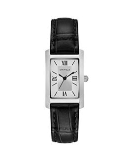 Caravelle Women's Stainless Steel Quartz Watch with Leather Calfskin Strap