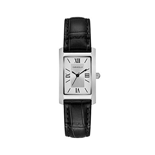 Caravelle Women's Stainless Steel Quartz Watch with Leather Calfskin Strap