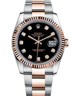 Rolex Datejust 36 Steel Rose Gold Watch Black Diamond Dial