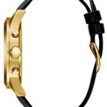 GUESS Men's Black Leather Chronograph Watch with Gold-Tone Case, Date, and Subdials – Model U0669G4