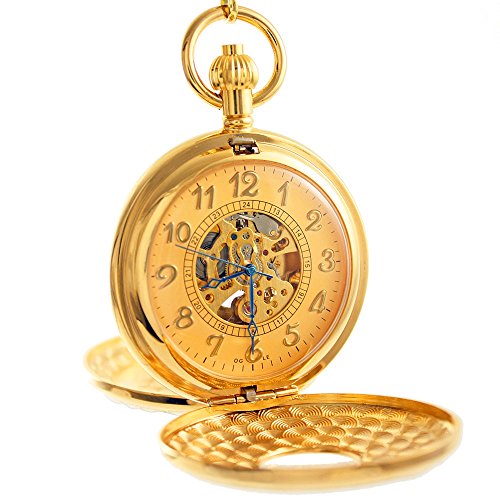 OGLE Vintage Roman Gold Copper Double Open Cover Mechanical Pocket Watch
