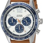 GUESS Men's Quartz Stainless Steel and Leather Casual Watch