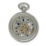 Oxford Skeletonized Open Face Pocket Watch with Sub-Seconds - Silver