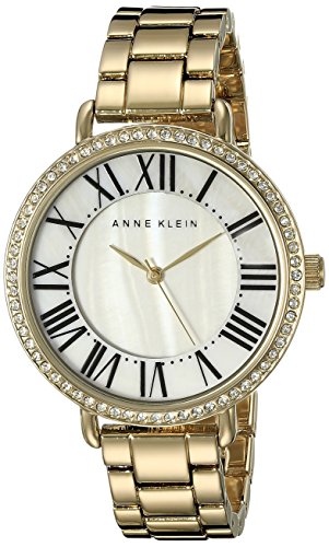 Anne Klein Women's Swarovski Crystal-Accented Gold-Tone Bracelet Watch