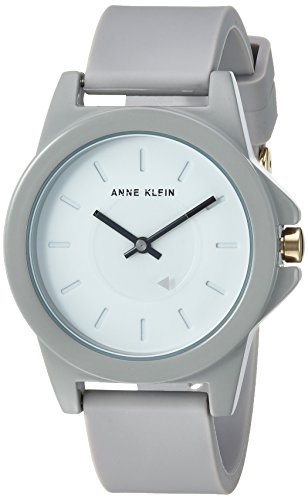 Anne Klein Women's Quartz Metal and Silicone Dress Watch, Color:Grey