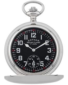 Gotham Men's Silver-Tone Railroad Mechanical Pocket Watch