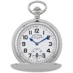 Gotham Men's Silver-Tone Railroad Dial Double Hunter Pocket Watch