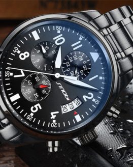 SINOBI Watches Men Waterproof Stainless Steel Luxury Pilot Wrist Watches