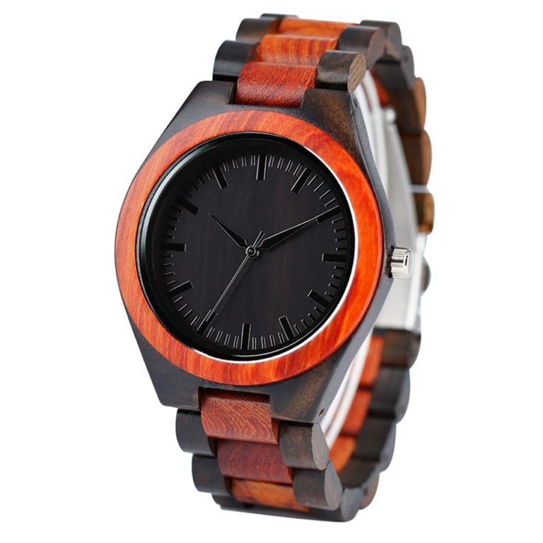Bamboo Creative Wooden Watch Analog Fold Clasp Nature Wood Men Watch