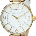 Anne Klein Women's 109168WTWT Gold-Tone and White Leather Strap Watch