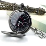 WIOR Black Classical Pocket Watch Retro Steampunk Pattern