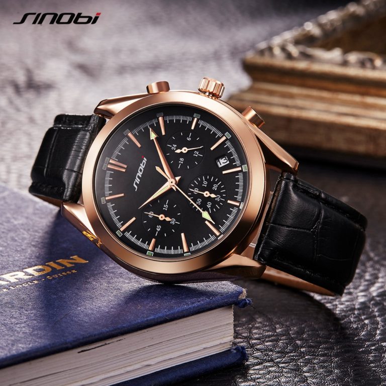 2017 SINOBI Military Spy Men Wrist Watches Chronograph leather watchband Top Luxury Brand Sports Male Geneva Quartz Clock 007 2 SINOBI Military Spy Men Wrist Watches Chronograph leather watchband