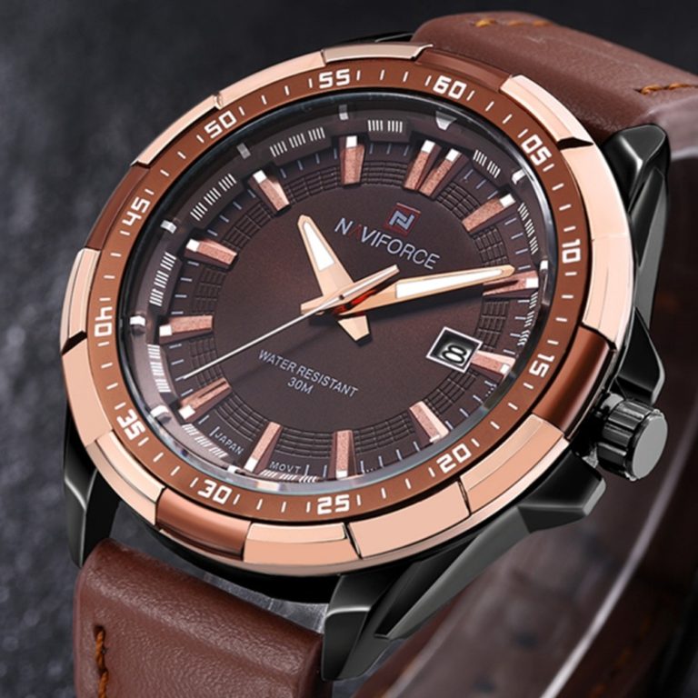 New Luxury Brand Date Genuine Leather Men Quartz Watch