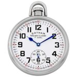 Gotham Men's Stainless Steel Mechanical Style Pocket Watch