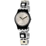 Swatch chessboard white dial stainless steel bracelet women watch