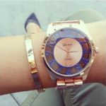 Fashion women's wrist watches Geneva colored number see through watch