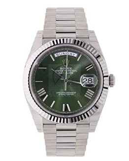 Rolex Day-Date 40 President White Gold Watch 60th Anniversary Green Dial