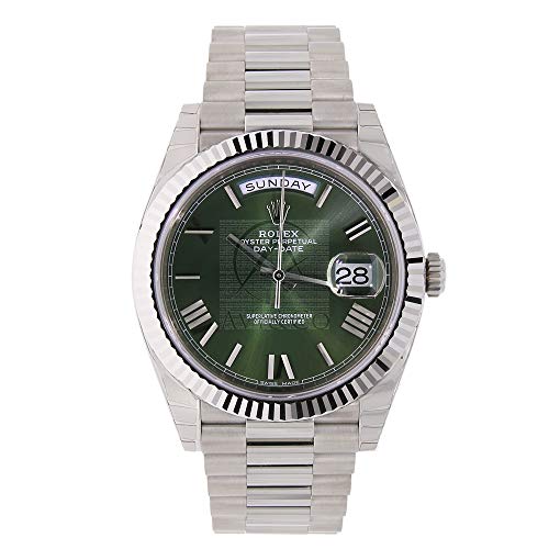 Rolex Day-Date 40 President White Gold Watch 60th Anniversary Green Dial